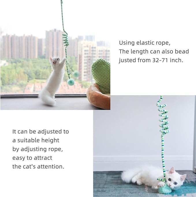 Cat Toy Sisal Ball Hanging Cat Toy Handmade Cat Rope Ball Chew Eco-Friendly Toy Pets Interactive Toy Cat Toys for Indoor Cats (yellowbluegreen, 3pcs)