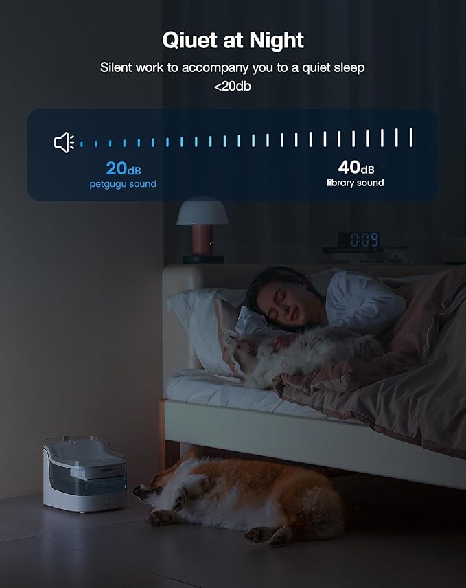 Cat Water Fountain for Drinking, 8-Layer cat Fountain Filter, Ultra-Quiet Pet Fountain for Dogs and Cats 2.4G WiFi(PF1L Marble)