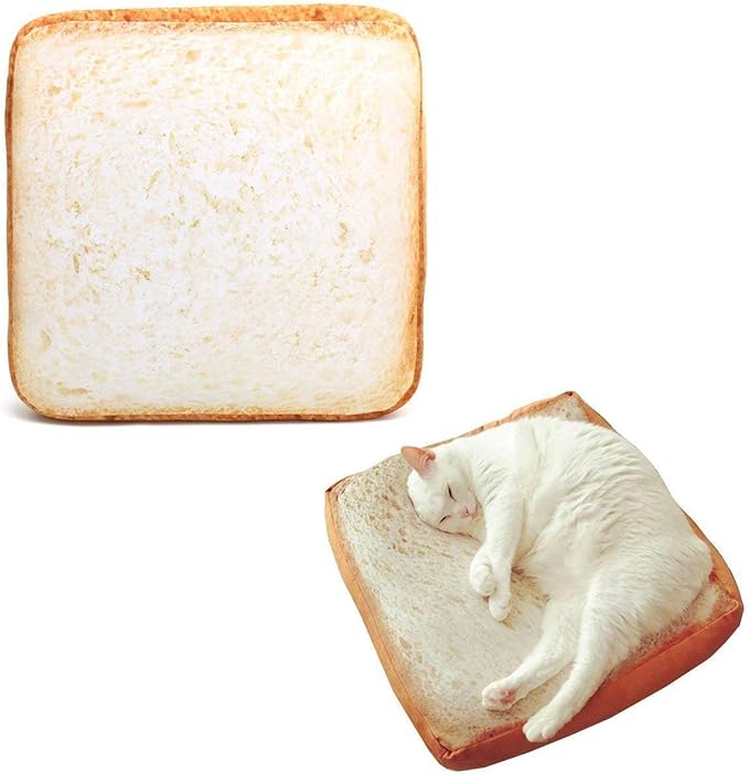 S-Lifeeing Fashion Pet Cushion Bed Winter Plush Nest Kennel Lovely Bread Warm Comfortable Dog Toast Pad Cat Mat (Bread)