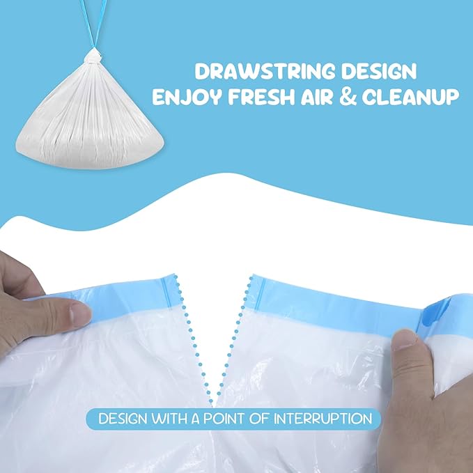 60 Count Cat Litter Box Liners for Self-Cleaning Cat Litter Box, Replacement Kitty Litter Liners, 4 Rolls Drawstring Waste Bags for Small Automatic Litter Boxs, 19.7 x 17.7 Inches（4 Packs/60 Counts）