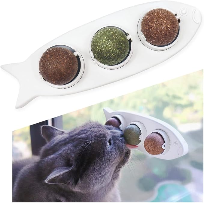 Magic Catnip Wall Balls Toys for Cats - Kitten Treat Toys Indoor - Teeth Cleaning Chew Silvervine Balls