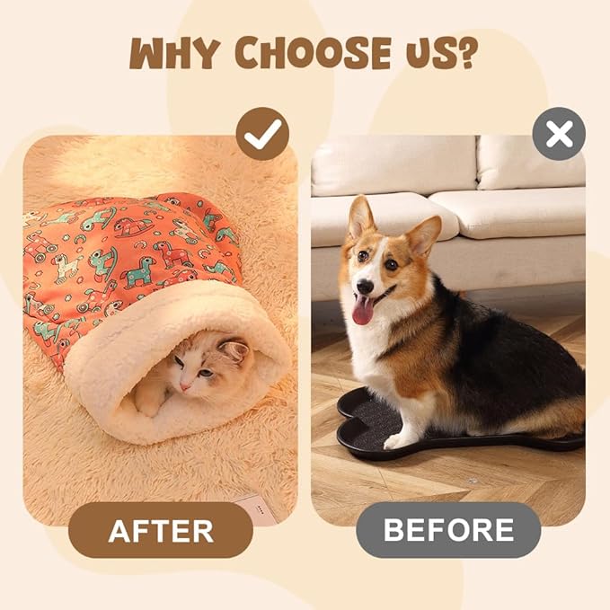 Pet Nest for Cats and Dogs, Soft Cat Dog Sleeping Bag, Warm Feline Bed, Portable Pets Nests, Soft Plush Winter Cat Cave Bed,Cat Dog Sleeping Bag for Indoor (Horse, 14 * 18inch)