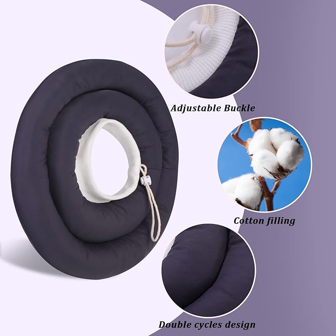 IDOMIK Dog Recovery Collar, Waterproof Soft Dog Cone After Surgery, Comfy Protective Elizabethan Collar Alternative for Dogs Cats, Adjustable Pet Neck Donut Cone Anti-Licking Biting Wounds,Grey,XL