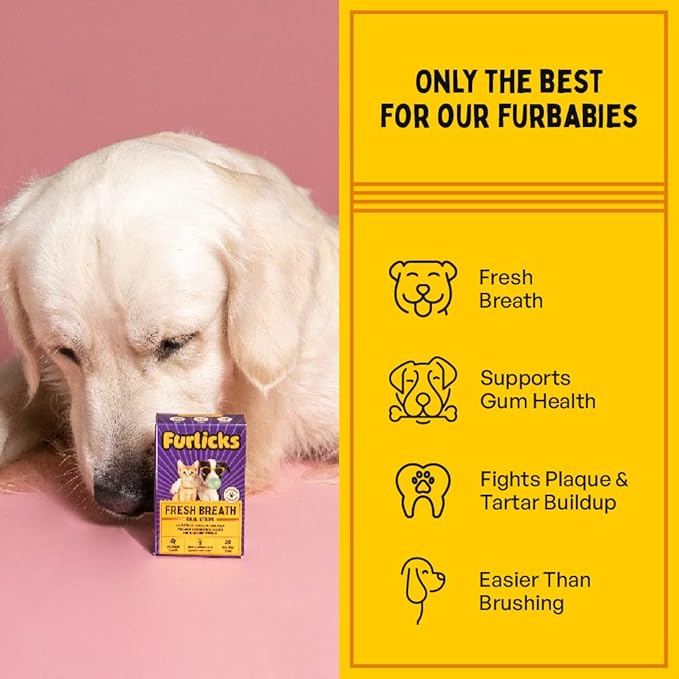 Fresh Breath Oral Strips for Dogs & Cats | Natural Spearmint & Thymol for Easy and Convenient, All-Natural Oral Care (30 Oral Dissolving Strips)