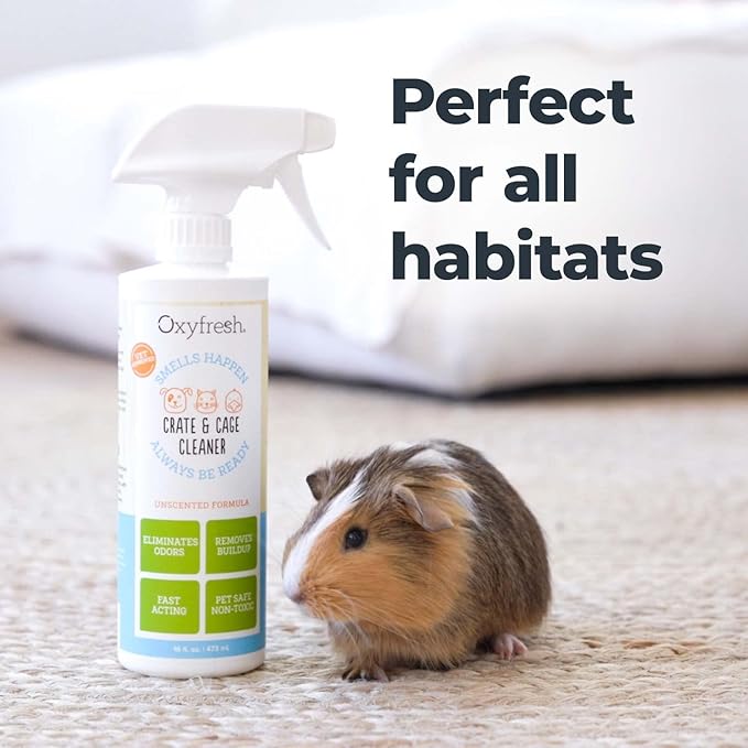 Oxyfresh Premium Crate & Cage Cleaner – Professional Dog Crate & Small Animal & Bird Cage Odor Eliminator – Quickly Cleans, Removes Poop & Deodorizes Pet Odors – Safe & Bleach Free