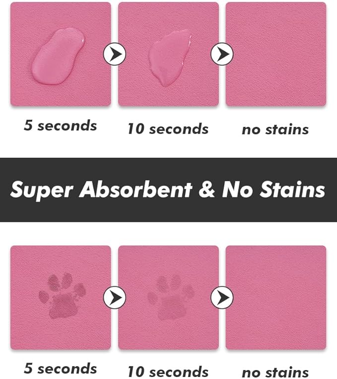 Absorbent Dog Food and Water Bowl Mat - Quick Dry, No Stains Feeding Mat for Messy Drinkers - Pet Supplies Accessories