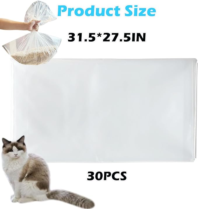 30 Pack Litter Box Liners Fit for IRIS Top Entry Cat Litter Box - Durable Thickened and Scratch-Resistant, Liners for Most Top Entry Litter Pan Models