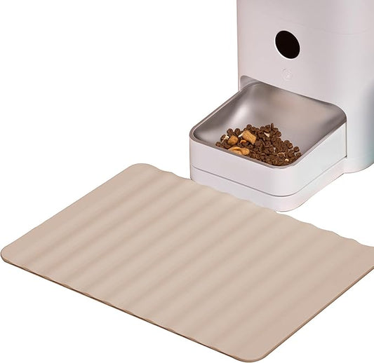 Li&Zhao Dog Food Mat - Wave Cat Food Mat Pet Food Mat Dog Bowl Mat Waterproof Pet Mats for Food and Water for Floors Waterproof(Beige)