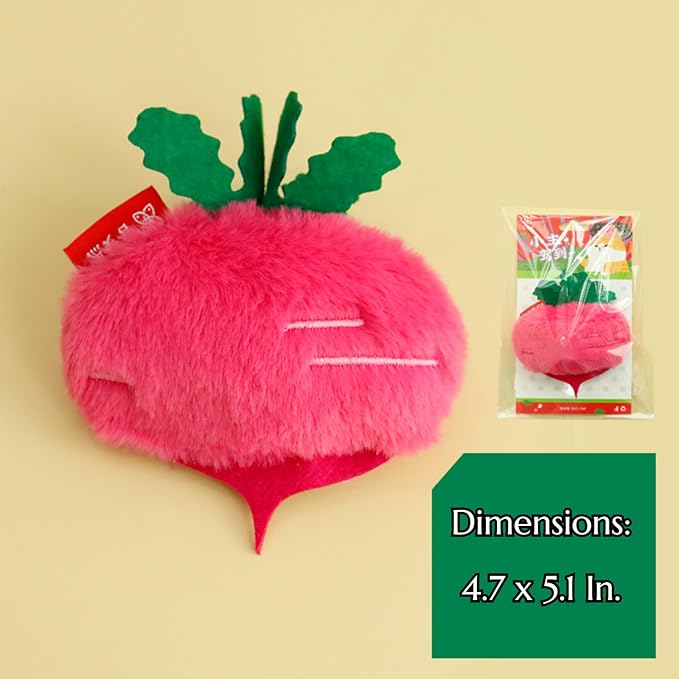 Cat Plush Toy Realistic Vegetable Set Cucumber Radish Shapes Sound-Making Plush Felt Fabric Catnip Crinkle Paper Dog Cat Accessories Pet Gifts for Christmas (Radish 2pcs)
