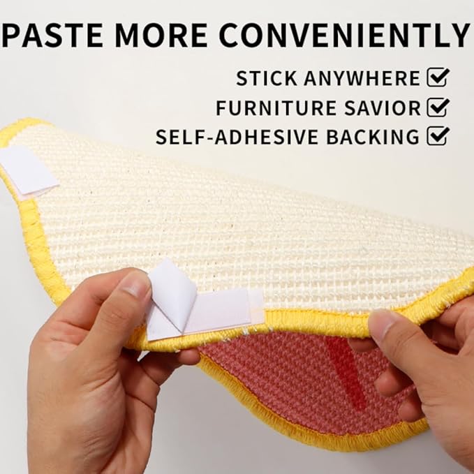 Sisal Cat Scratching Mat – Anti Scratch Furniture Protector for Walls, Couches, Cabinets, Doors & Carpet, 15.7x15.7 Inch, Shedding-Resistant Cat Scratcher with Hook and Loop Fastener (Yellow)