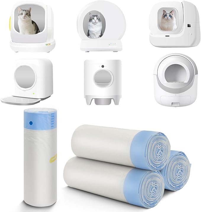 80-Pack Heavy Duty Cat Litter Box Liners for Fsitego & Fumoi Automatic Litter Boxes, Extra Thick Self-Cleaning Litters Box Bags, Cat Litters Bags with Drawstring and Leakproof