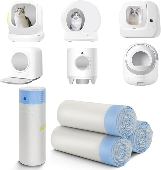 80-Pack Heavy Duty Cat Litter Box Liners for Fsitego & Fumoi Automatic Litter Boxes, Extra Thick Self-Cleaning Litters Box Bags, Cat Litters Bags with Drawstring and Leakproof