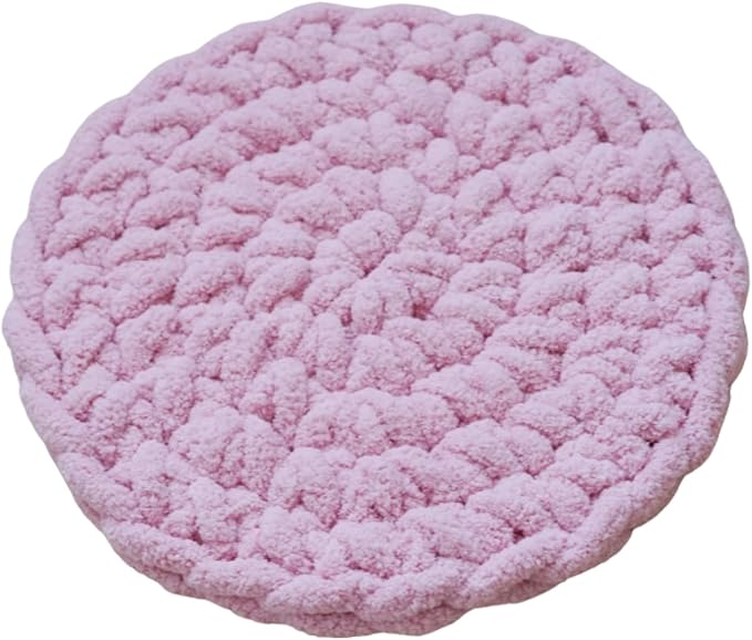 Cat Knitted Bed Mat, Extra-Soft Washable Warm Round Pads Cushions for Indoor Kittens, Cat Trees Towers, Perfect for Kneading and Sleeping (Pink,Small)