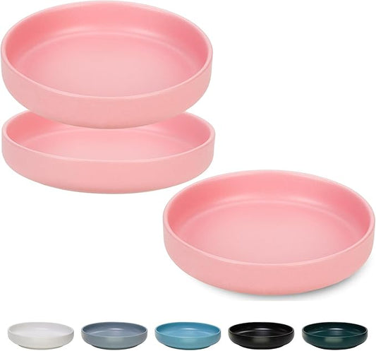 Ceramic Cat Bowls,Shallow Cat Dishes for Food and Water, 6 inch Matte Finish Wide Cat Food Bowl,Whisker Fatigue Free Pet Puppy Kitten Bowl Set of 3,Dishwasher Safe