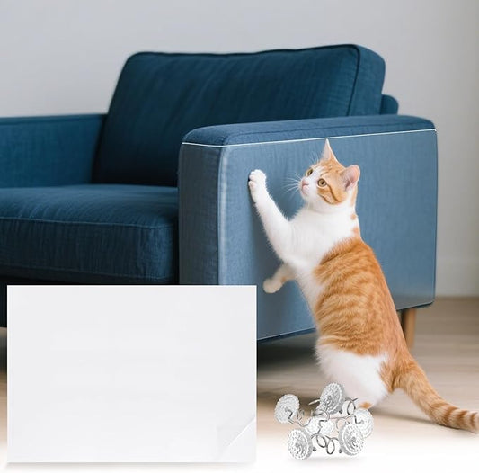 uxcell Anti Scratch Furniture Protector, 18 Sheets 17" x 12" Single-Sided Sticky Couch Protector from Cat Claws, Clear Protectors from Cats Scratching for Sofa Corners, Walls, Doors