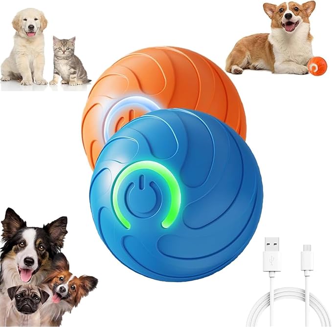 Smart Jumping Ball Toy for Dogs, Duraspin Dog Bouncing Ball, Interactive Bouncing Toys for Puppy Toys （2Pack-Orange & Bule）