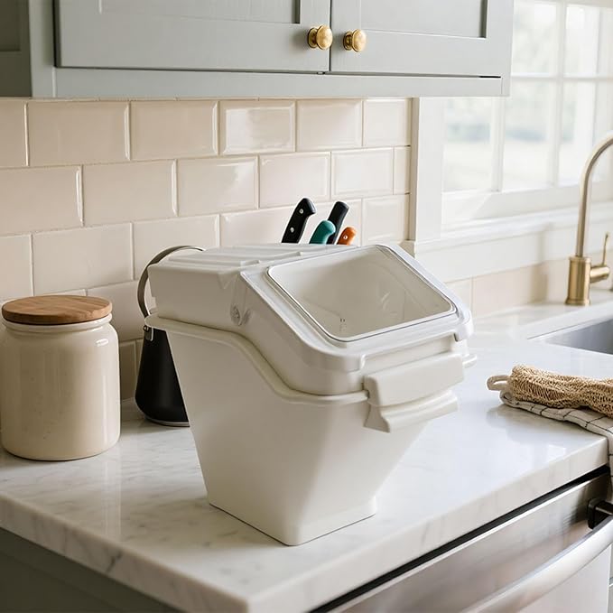 53LB Airtight Flour Storage Container With Scoop for Dry Food, Sugar, Baking Supplies,Rice.BPA Free Ingredient Storage Bin，Pet Food Storage Container Dog Cat Birds Food Bin (53 LB)