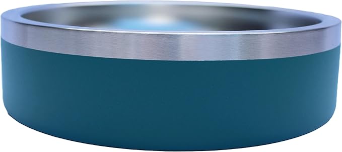 Custom Dog Bowl with Large Name - 304 Stainless Steel, Personalized Engraved, Nonslip, Custom Cat Bowl, Feeder, Pet Supplies, Food (Teal, Small -18oz)