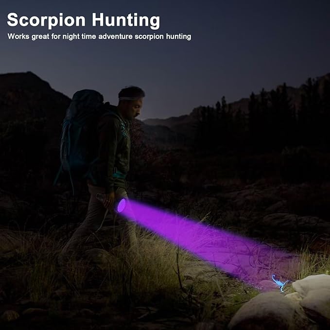 ESCO LITE Blacklight Flashlight 128 LED UV Flashlight, Upgraded Bright 395nm Handheld Ultraviolet Light for Pet Urine Detection, Scorpion Hunting