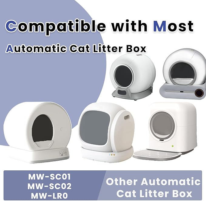 80 Count Waste Bags Compatible With MW-SC01/MW-SC02/MW-LR01 and Pet cove, Replacement Extra Large Cat Litter Box Liners, 4 Rolls Litter Waste Receptacles Bags