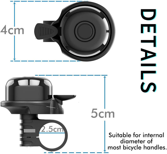 2 Pack Classic Bike Bell, Bicycle Bell Loud Crisp Clear Sound Bicycle Bike Bell City Bike BMX Bike Sports Bike for Adults Kids Right Hand/Left Hand Use