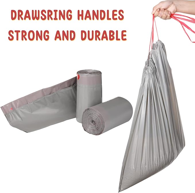 Tinlade 80 Count Jumbo Cat Litter Box Liners Large Drawstring Cat Litter Liners Bags Unscented Tear Resistant for Trash Waste to Keep Your Home Clean,39 x 22 Inch(Gray, Red)