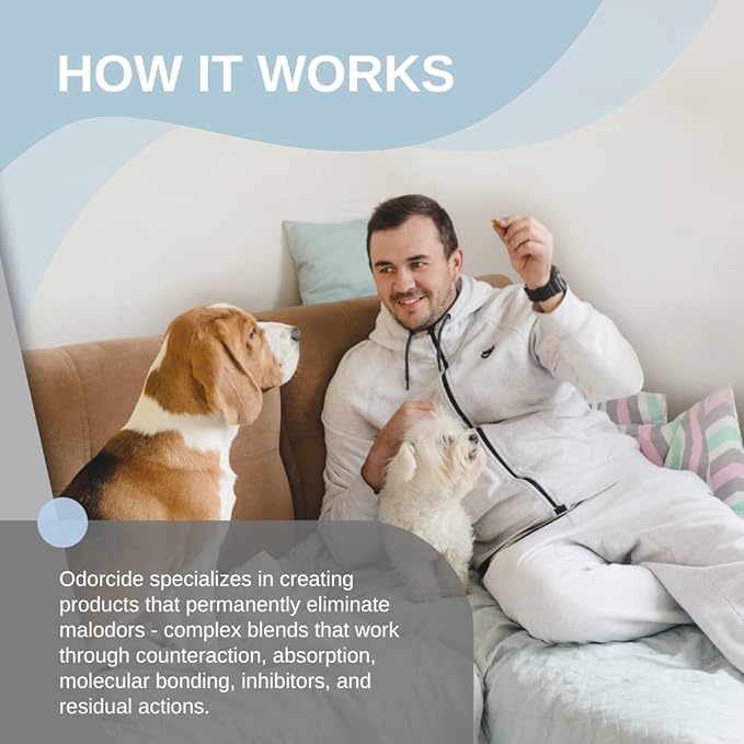 ODORMED Odor Eliminator Concentrate – Pet Odor Eliminator for Strong Odor on Floors, Walls, Cages & More – All-Purpose Carpet Deodorizer w/Safe, Non-Enzymatic Formula (1 Gal, Cool White Linen)