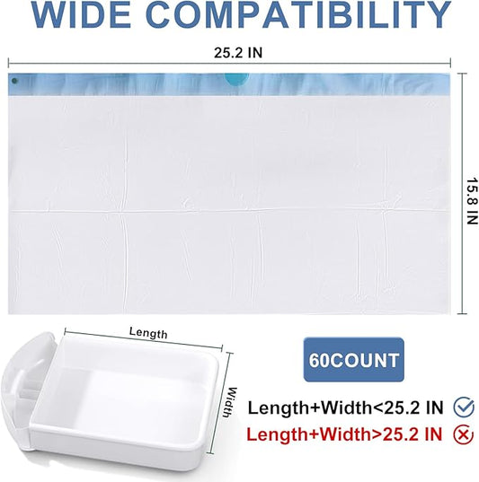 Cat Litter Box Liners and Bags for Automatic Cat Litter Boxes,Waterproof Easy Cleanup,Heavy Duty,Unscented,Hypoallergenic & Pet-Safe (White)