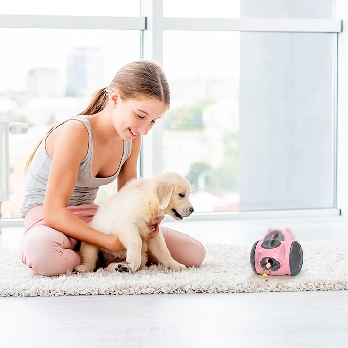 Treat Dispensing Dog Toys, Interactive Dog Treat Toy for Boredom to Keep Them Busy, Adjustable and Durable Dog Puzzle Toy for Small/Medium/Large Breed Dogs Pink