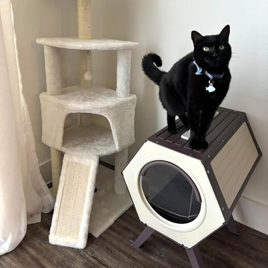 Heated Cat House for Outdoor Cats, 100% Insulated Cat House with Heating Pad,Feral Cat Shelter Waterproof for Winter,Expandable