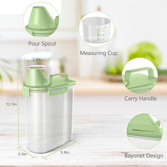 TBMax Small Rice Storage Container -5 Lbs Cereal Dispenser with Measuring Cup, Airtight Dry Food Container Bin for Kitchen Pantry Storage Organization -Green