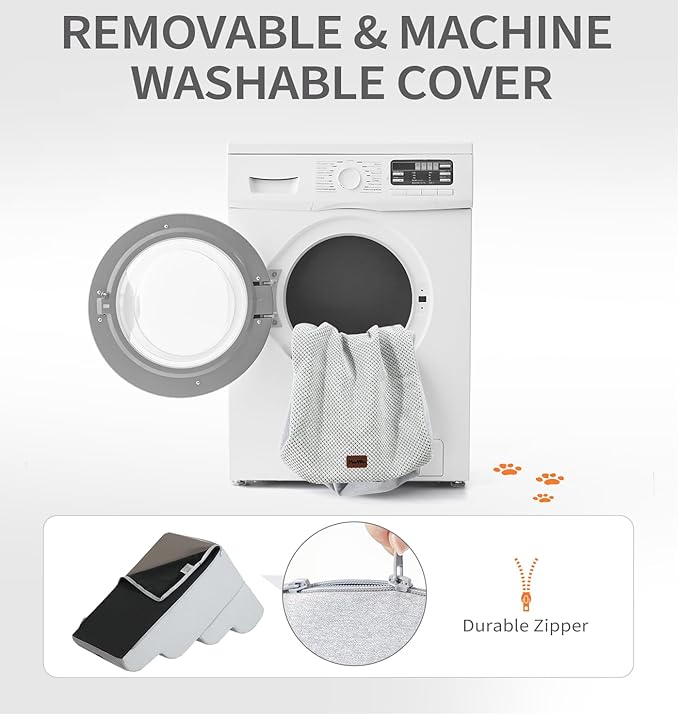 Made4Pets Dog Stairs Ramp for Small Dogs, 3-Step Dog Steps for Bed Couch Sofa and Chair, 35D Foam Pet Steps for Small Dogs and Cats, Non-Slip Bottom Pet Stairs, Light Grey