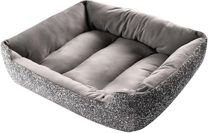 Pet Bed, Sparkling Rhinestones, Soft, Comfortable Velvet, for Lounging Dogs, Cats, Pets, Silver, Small, Sold Individually