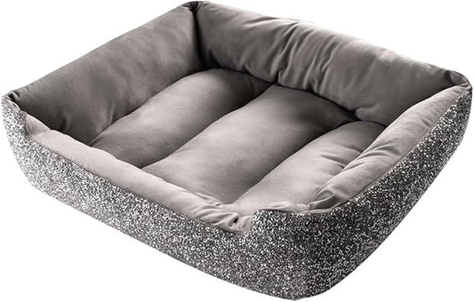 Pet Bed, Sparkling Rhinestones, Soft, Comfortable Velvet, for Lounging Dogs, Cats, Pets, Silver, Small, Sold Individually