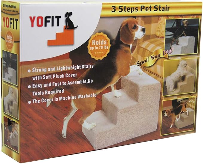 YOFIT Doggy Steps - Non-Slip 3 Steps Pet Stairs,Holds Up to 50 lbs