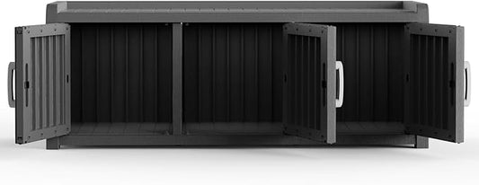 Cat Litter Box Enclosure Resin Hidden Cat Litter Box Furniture Multi Functional Three Door Spacious Odorless Waterproof UV Resistant Durable Indoor Outdoor Use Black