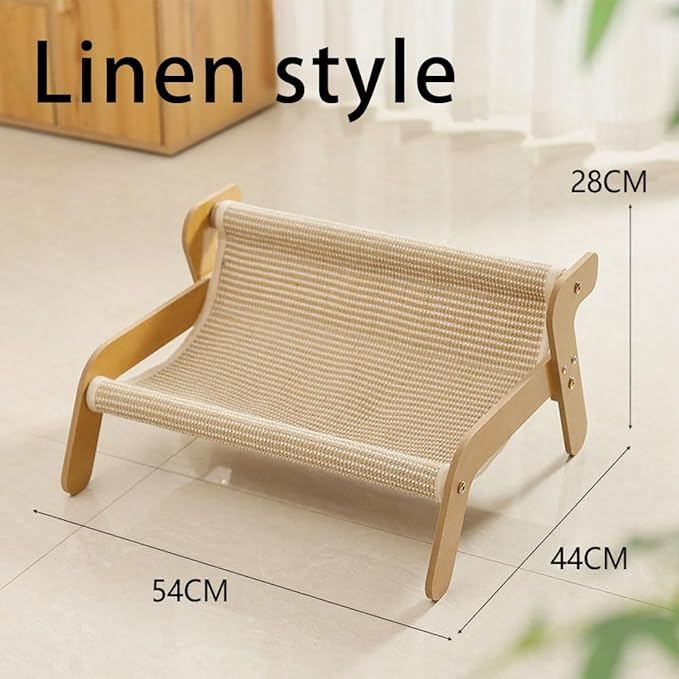 Mellowkin Cat Scratcher Couch, Stylish 2-in-1 Wavy Sisal Lounge Chair and Rocker, Durable Scratching Furniture for Indoor Cats (Linen Style)