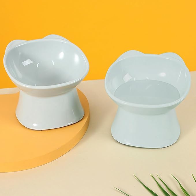 GKYZBB Elevated Cat Bowls, 15° Tilted Raised Cat Food Bowl Anti-Vomiting,Dog Kitten Food Dishes Pet for Cats and Small Dogs (Blue)