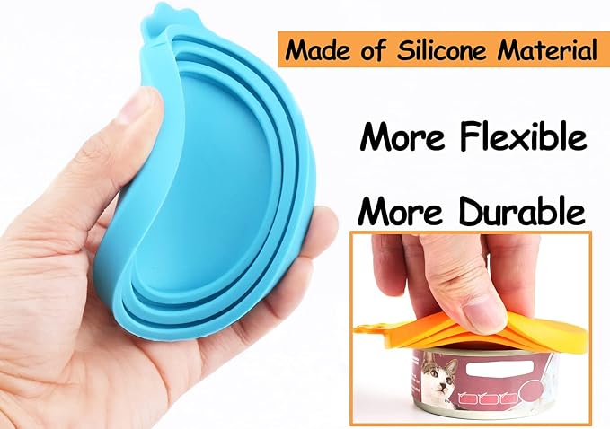 Comtim Pet Food Can Cover Silicone Can Lids for Dog and Cat Food(Universal Size,One fit 3 Standard Size Food Cans) (Blue/Purple)