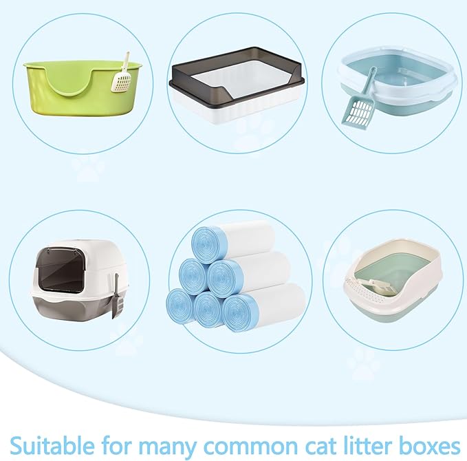 120 Count Cat Litter Box Liners - Large Drawstring Cat Litter Bags, Extra Thick Heavy Duty Durable Litters Tray Pet Cats Pan Liners, Waste Replacement Bags for Self-Cleaning Cats Litter Boxes16" x 25"