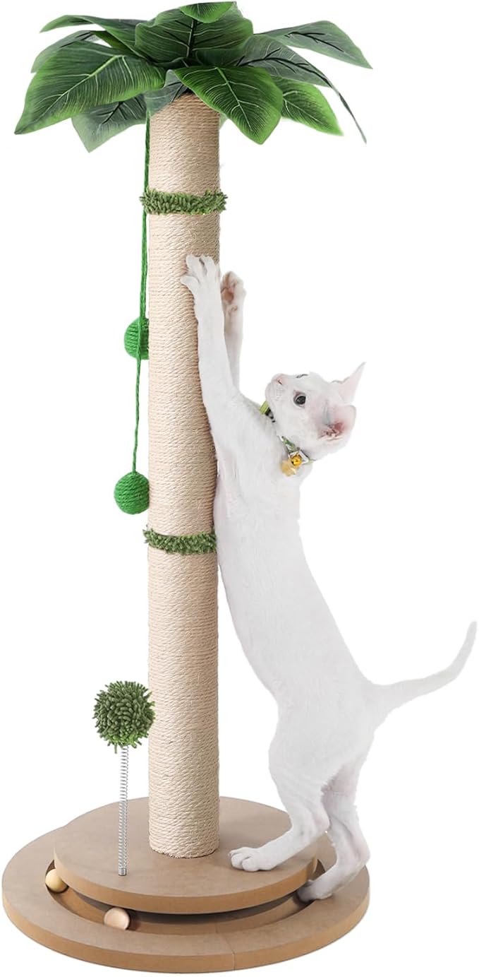 Aplatho cat Scratching Posts for Indoor Cats Adults, Tall cat Scratching Post for Large Cats, Sturdy sisal cat Scratching Post with Ball Track