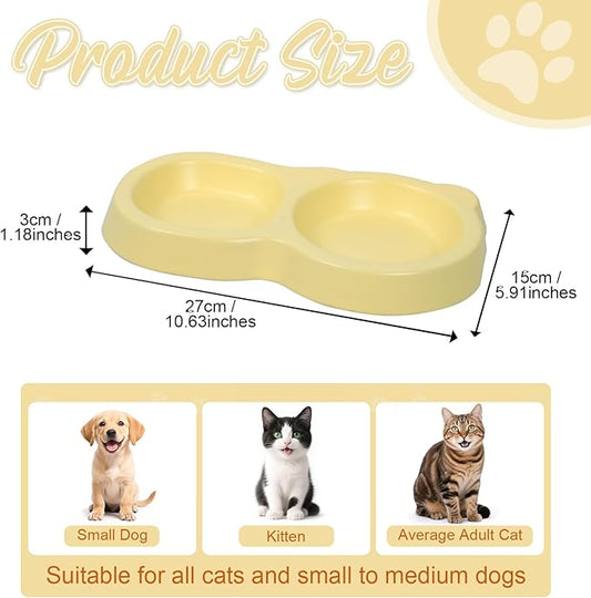 Ceramic Cat Food Water Bowl Set Double Dish Feeder Cat Dog Bowls No Spill Pet Feeding Bowls Keeping Pets from Black Chins for Cats Puppies Tiny Dogs