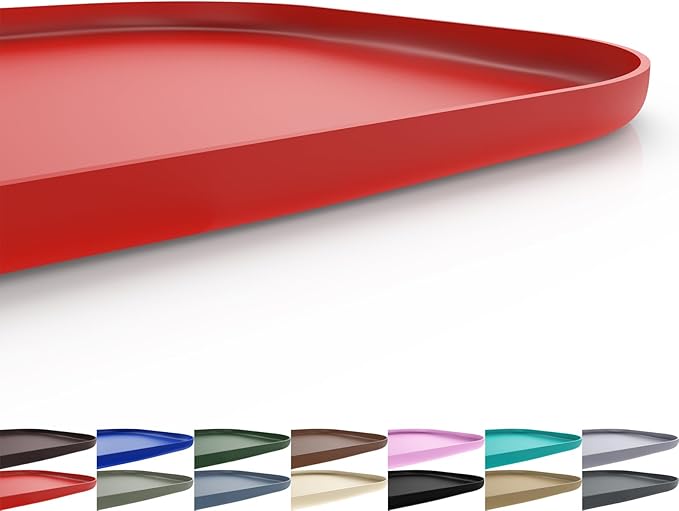 Silicone Pet Feeding Mat with Raised Edge for Food and Water, Dog Bowl Mats, Cat Bowls Placemat with High Lip for Floor Waterproof, Rubber Tray for Cats and Dogs 22 x 14 x0.8 Red