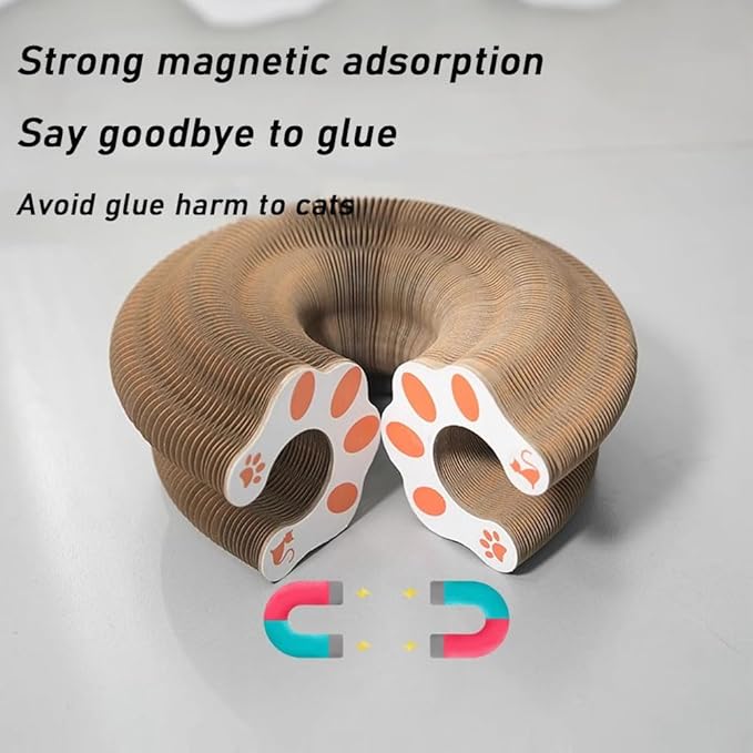 Claw Coil for Cats, Claw Coil, Cat Scratching Board with Bell, Magnetic Suction Interactive Indoor Playboard, Corrugated Paper, Does Not Take Up Space (A)