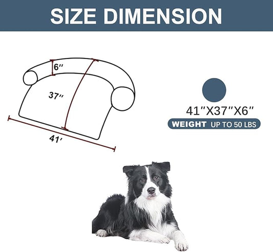 Calming Dogs/Cats Bed Mats, Dog Pad Washable Removable Couch Cover, Plush Long Fur Mat for Pets, Waterproof Lining, Perfect for Small, Medium and Large Dogs and Cats (Navy Blue, 41"x37")