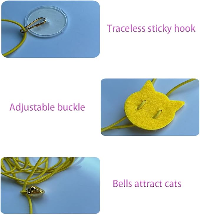 5 PCS Interactive Cat Feather Toys, Hanging Door Cat Toy Retractable Cat Teaser Toys Indoor Feather Kitten Fun Mental Physical Exercise Kitten Toys