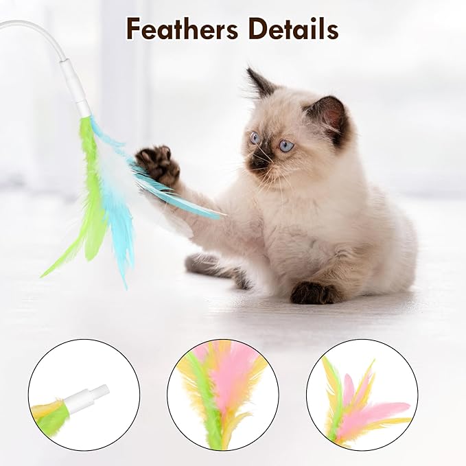 6 Pcs Feather Replacement Cat Toys for CT01 cat Toy Feather Accessories for Indoor Refills kittenToy Accessories