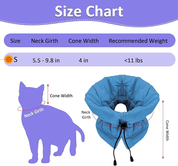 Soft Cat Cone Collar, Kitten Cone for Recovery - Adjustable, Lightweight Elizabethan Collar Alternative