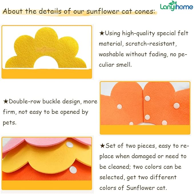 Adjustable Cat Recovery Collar - Cute Flower Neck Cat Cones After Surgery, Set of 2 Cat E Collar, Surgery Recovery Elizabethan Collars for Kitten and Cats S Size (2 pcs)