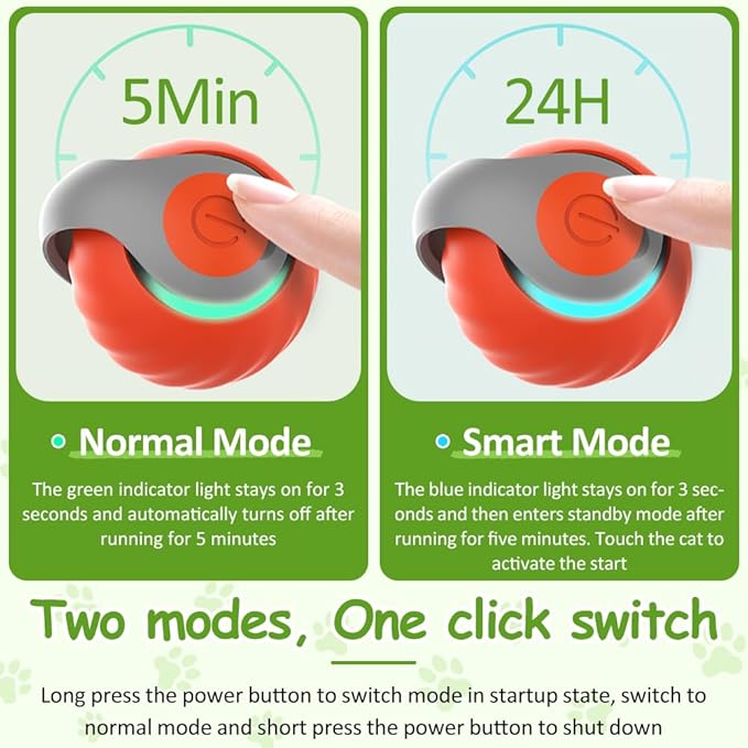 Interactive Cat Toys for Indoor Cats, Smart Interactive Cat Toy Ball with Tail Automatic Kitten Toys for Bored Indoor Adult Cats Two Speed Adjustment (Orange)